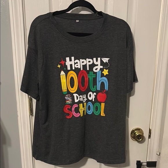 Tops - Happy 100th Day of School Kids Shirt - Gray